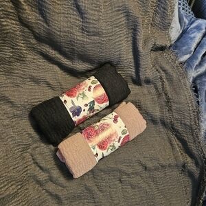 Soft Knit Scarves - Black and Dusty Rose